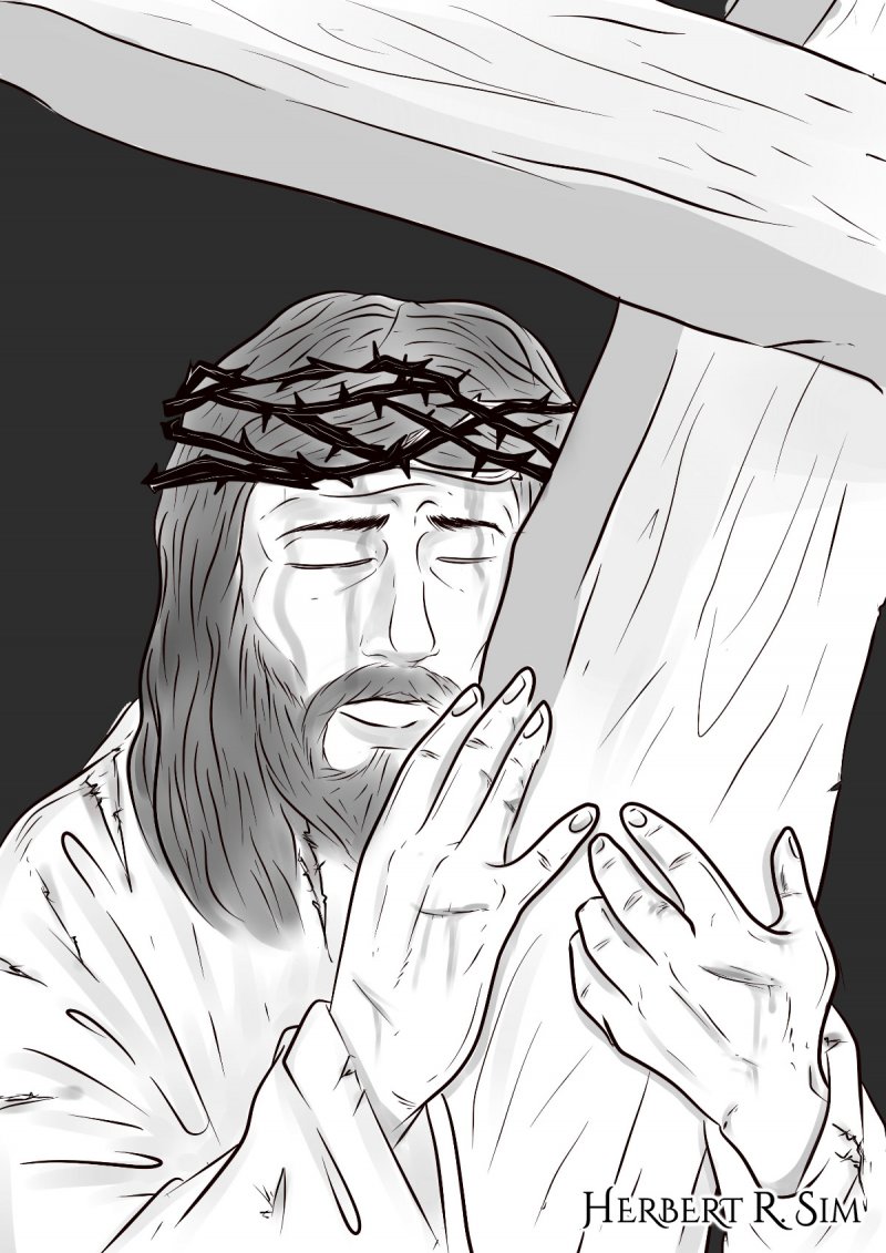 jesus carrying the cross sketch