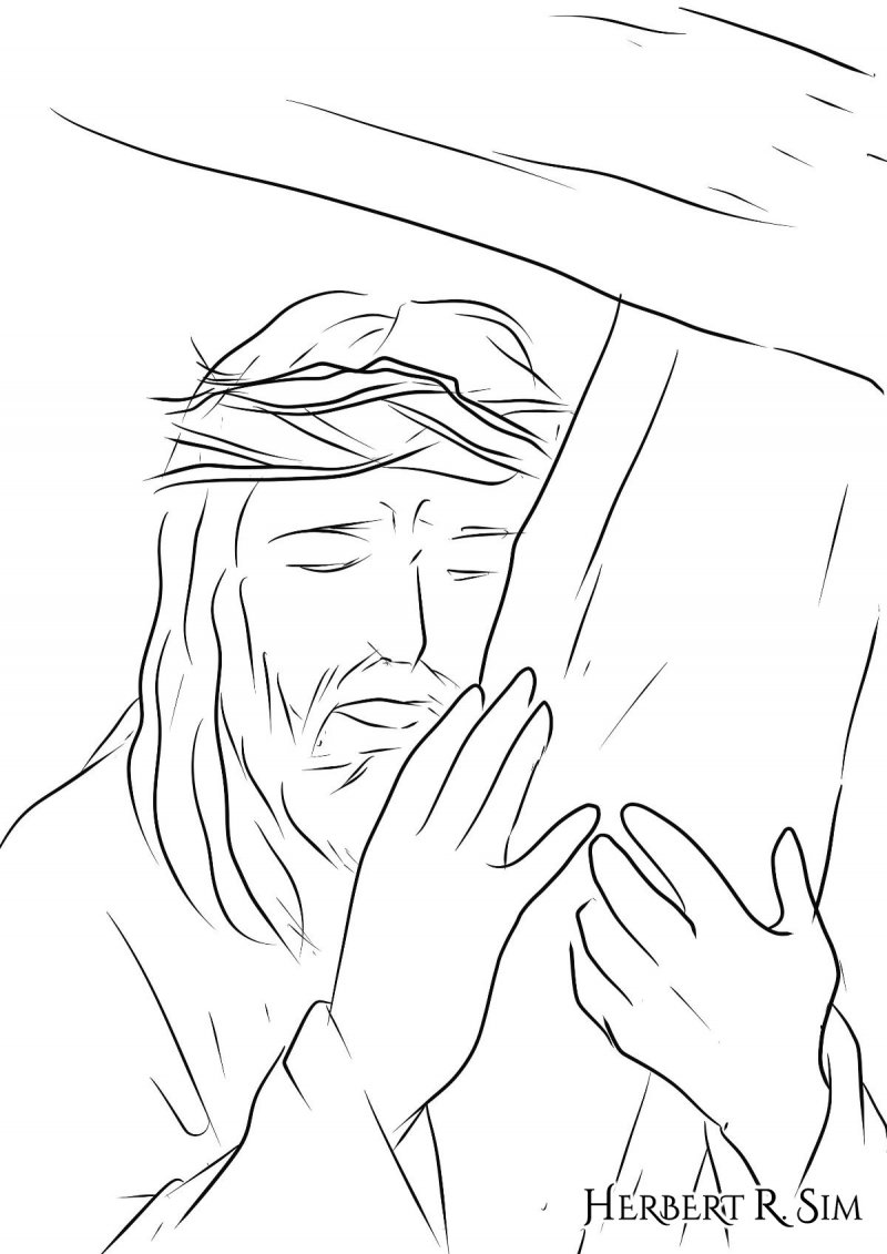 HerbertSimJesusChristCarryingTheCrosssketchworkinprogress