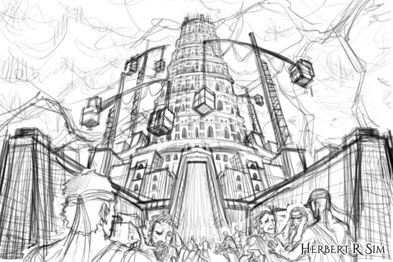 tower of babel drawing